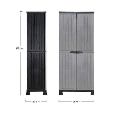 Armário de exterior em resina com armário para vassouras e 4 prateleiras 171x68x39cm O91 Armários de exterior 6