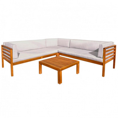 Conjunto de Jardim Mesa Quadrada e 3 Sofás com Conjunto de Canto Altair 7house Conjuntos de Sofá e Mesa de Centro 1