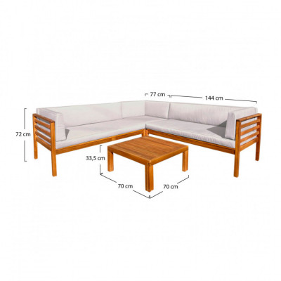 Conjunto de Jardín Mesa Cuadrada y 2 Sofás con Rinconera Altair 7house Conjuntos de Sofás y Mesas Bajas 2