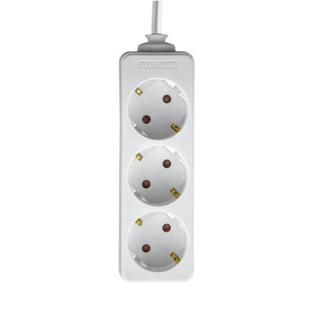 Pack 2 Regletas 3 Enchufes Schuko 1m Blanco sin Interruptor 7hSevenOn Bases Múltiples 2