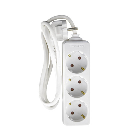 Pack 2 Regletas 3 Enchufes Schuko 1m Blanco sin Interruptor 7hSevenOn Bases Múltiples 4