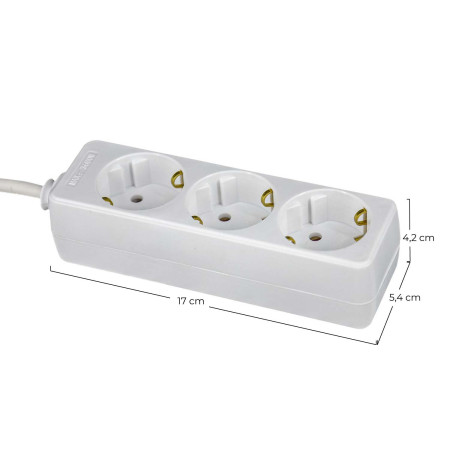 Pack 2 Regletas 3 Enchufes Schuko 1m Blanco sin Interruptor 7hSevenOn Bases Múltiples 5