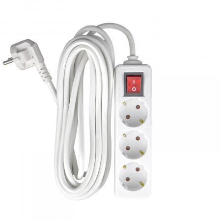 Regleta 3 Enchufes Schuko 5m Blanco con Interruptor 7hSevenOn Bases Múltiples 4
