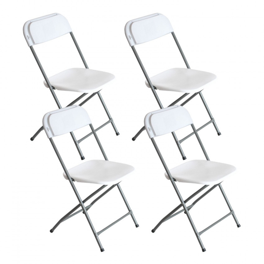 Pack 4 cadeiras dobráveis brancas 49x44.5x80.5cm 7house Cadeiras e cadeirões para exterior 1