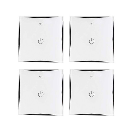 Confezione da 4 interruttori WiFi da parete gestibili tramite smartphone/app 7hSevenOn Home