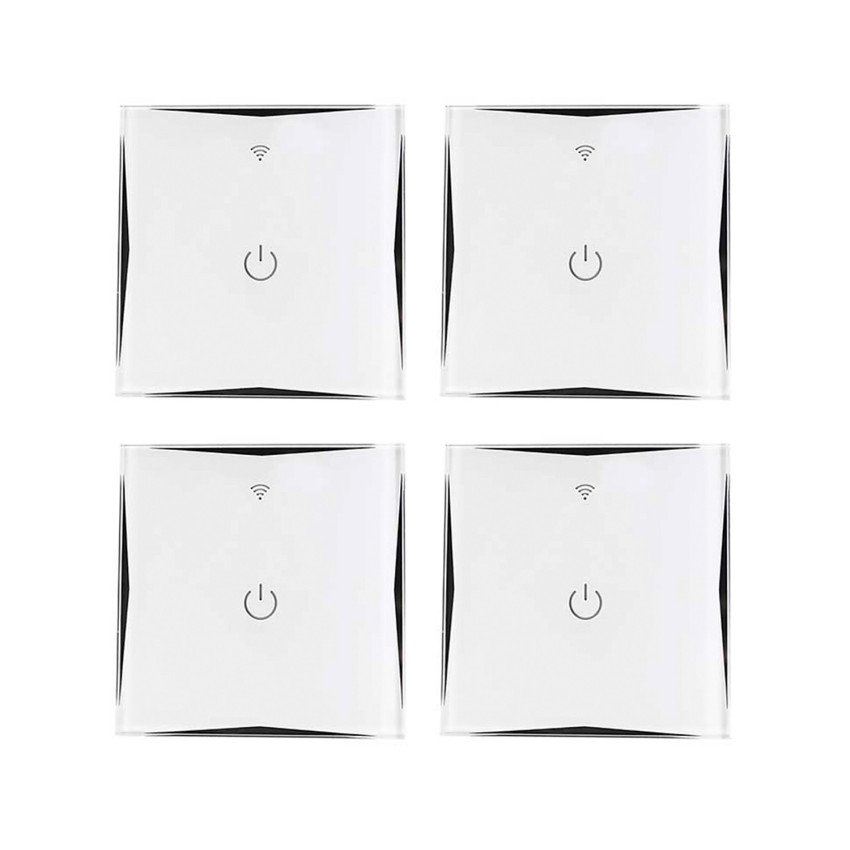 Pack 4 interruptores de parede WiFi via smartphone/APP 7hSevenOn Home Tomadas inteligentes 1