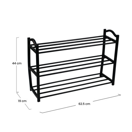 Estantería Zapatero 3 Baldas Zip Negro 62,5x19x44cm 7house Hogar 5