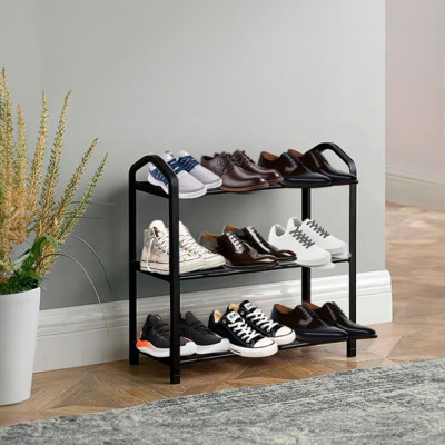 Schuhregal mit 3 Einlegeböden, „Zip“, schwarz, 62,5 × 19 × 44 cm 7house