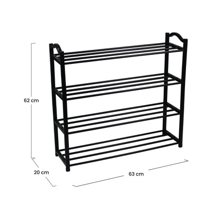Scaffale Zapatero a 4 ripiani Neo Nero 63x20x62 cm 7house