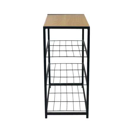 Banco Zapatero Estilo Industrial 3 Baldas Erbu Negro/Marrón 63x30x63cm 7house Mobiliario 3