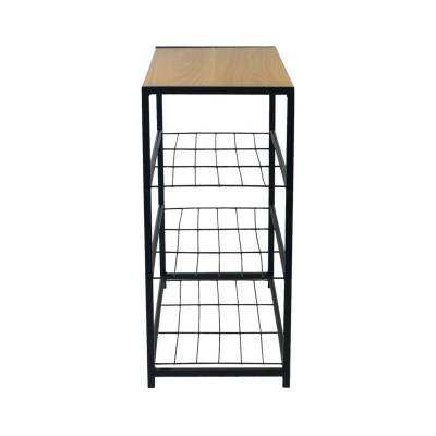Panca Zapatero in stile industriale a 3 ripiani, Erbu, nero/marrone, 63x30x63 cm 7house