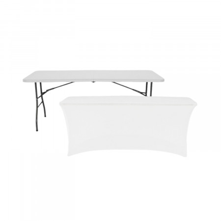 Mesa rebatível 180 cm branca + cobertura para catering 7house Mesas rebatíveis 1