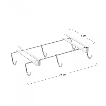 Suporte para copos com prateleira com 6 ganchos 15x26x4.5cm 7house Acessórios de cozinha 8