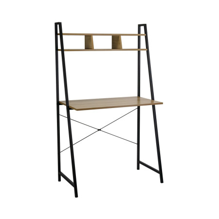 Secretária de metal Oyam com prateleira organizadora de madeira 142x84x46cm 7house Secretárias 1