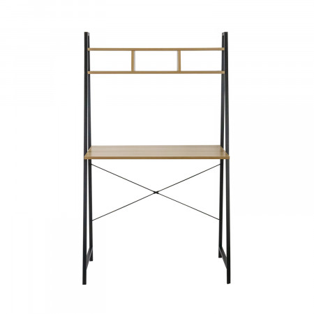 Secretária de metal Oyam com prateleira organizadora de madeira 142x84x46cm 7house Secretárias 2