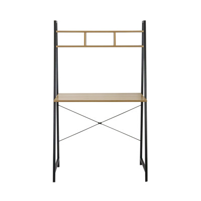 Secretária de metal Oyam com prateleira organizadora de madeira 142x84x46cm 7house Secretárias 2