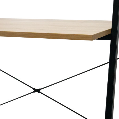 Secretária de metal Oyam com prateleira organizadora de madeira 142x84x46cm 7house Secretárias 5