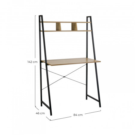 Secretária de metal Oyam com prateleira organizadora de madeira 142x84x46cm 7house Secretárias 6