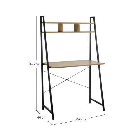 Secretária de metal Oyam com prateleira organizadora de madeira 142x84x46cm 7house Secretárias 6