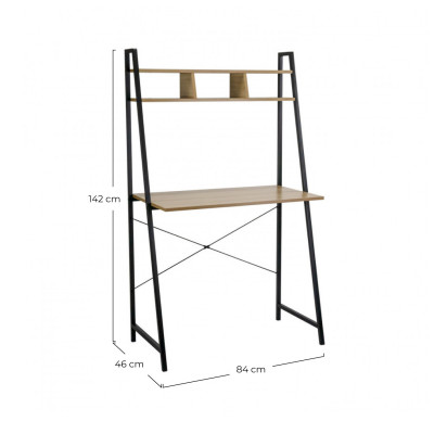 Secretária de metal Oyam com prateleira organizadora de madeira 142x84x46cm 7house Secretárias 6