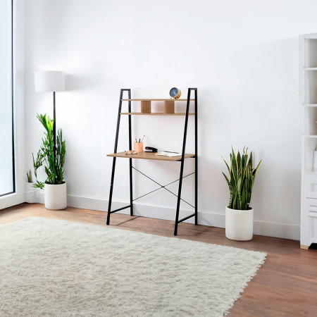 Secretária de metal Oyam com prateleira organizadora de madeira 142x84x46cm 7house Secretárias 7