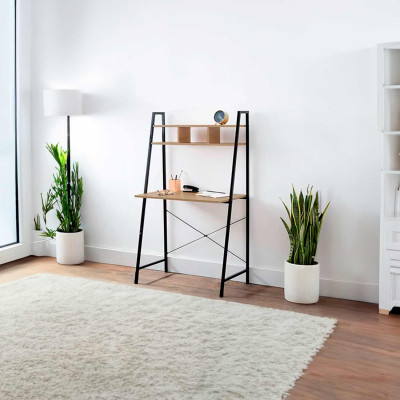 Escritorio Metálico con Estantería Organizadora de Madera Oyam 142x84x46cm 7house Escritorios 7