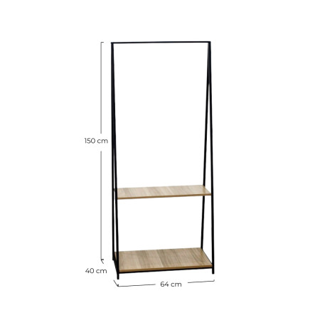 Perchero de Barra Metálico Triangular con 2 Baldas Osto 150x64x40cm 7house Percheros y Zapateros 4