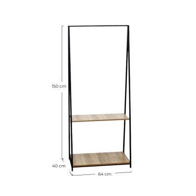 Perchero de Barra Metálico Triangular con 2 Baldas Osto 150x64x40cm 7house Percheros y Zapateros 4