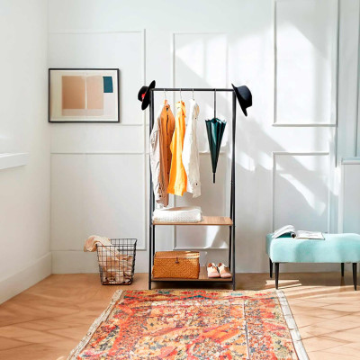 Perchero de Barra Metálico Triangular con 2 Baldas Osto 150x64x40cm 7house Percheros y Zapateros 5