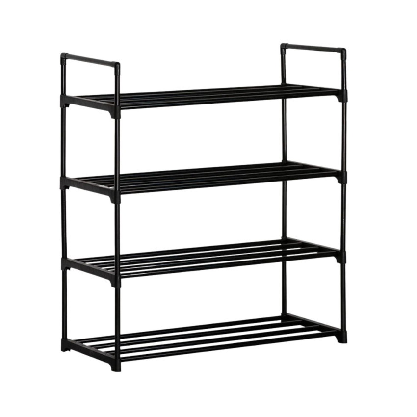 Scaffale metallico per scarpe “Zapatero” a 4 ripiani, modello “Intra” nero, 65x30x74 cm 7house