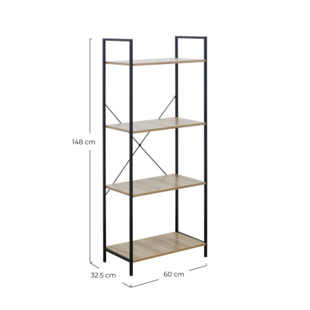 Estantería Metálica con 4 Baldas de Madera Orer 148x60x32,5cm 7house Estanterías 5