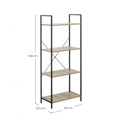 Estantería Metálica con 4 Baldas de Madera Orer 148x60x32,5cm 7house Estanterías 5