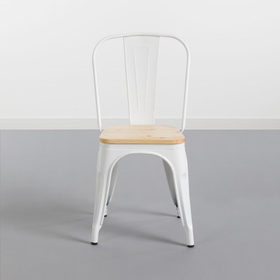 Pack 4 Cadeiras industriais robustas com assento de madeira 45x54x85cm Thinia Home Packs de cadeiras 2