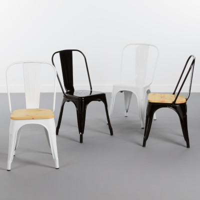 4er-Set „Strong“-Industriestühle mit Holzsitzfläche, 45 x 54 x 85 cm Thinia Home