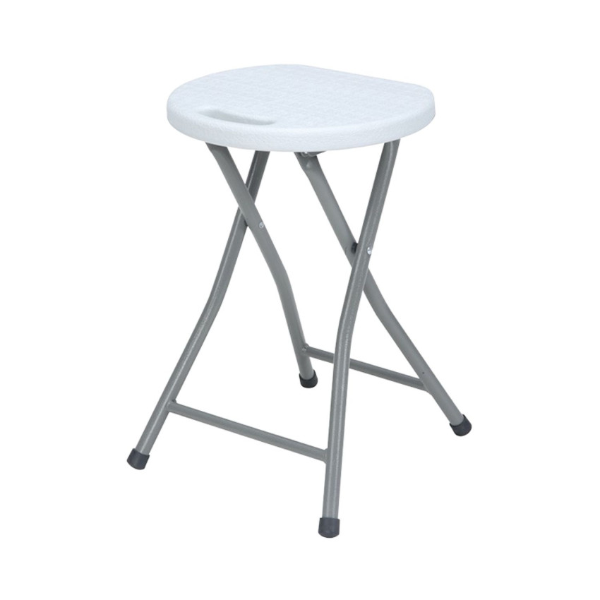 Taburete Plegable de Resina y Acero 31x45cm Blanco 7house Sillas de Jardín 1