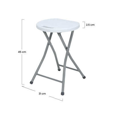 Taburete Plegable de Resina y Acero 31x45cm Blanco 7house Taburetes 6