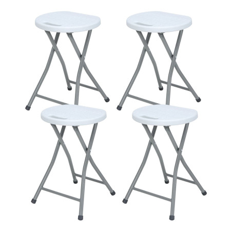 Pack 4 Taburetes Plegables de Resina y Acero 31x45cm Blancos 7house Packs de Taburetes 1