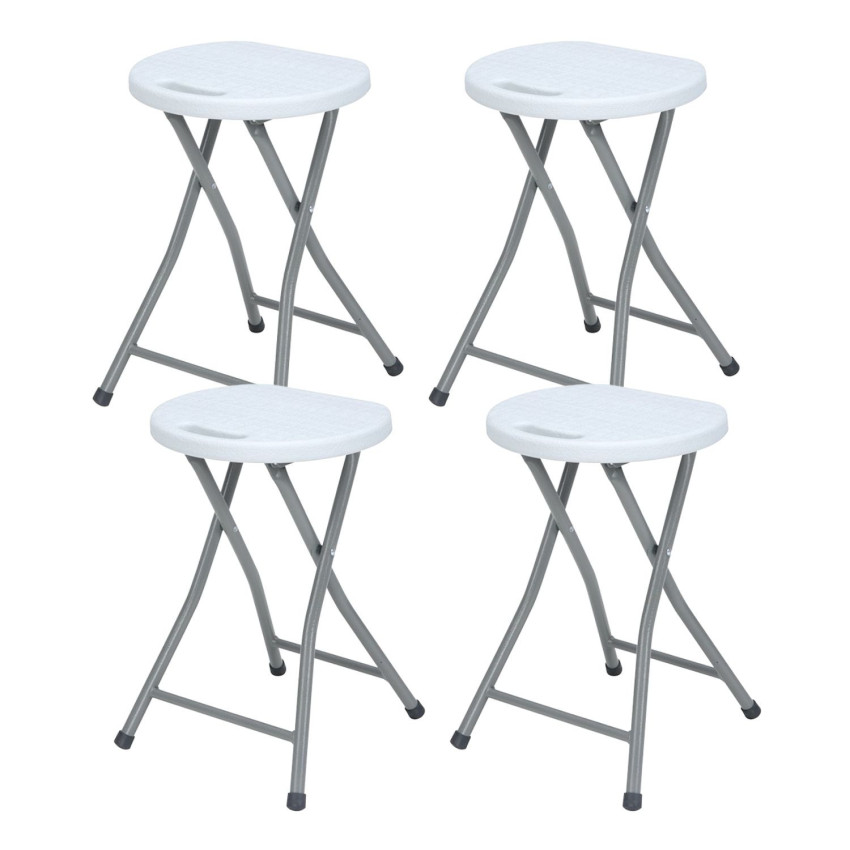 Pack 4 Taburetes Plegables de Resina y Acero 31x45cm Blancos 7house Packs de Taburetes 1