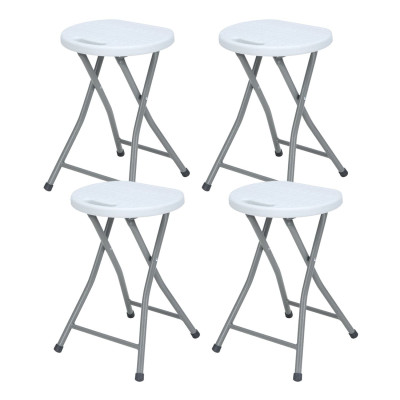 Pack 4 Taburetes Plegables de Resina y Acero 31x45cm Blancos 7house Packs de Taburetes 1