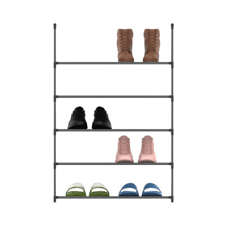 Silberfarbener Metall-Schuhschrank mit 5 Einlegeböden, 60 x 30 x 90 cm 7house