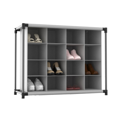 Sapateira com 4 prateleiras e 16 compartimentos Preto/Cinza 87,3x36,5x64,4cm 7house Quarto 1