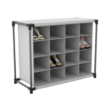 Sapateira com 4 prateleiras e 16 compartimentos Preto/Cinza 87,3x36,5x64,4cm 7house Quarto 2