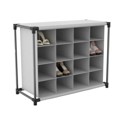 Organizador de Zapatos con 4 Baldas y 16 Compartimentos Negro/Gris 87,3x36,5x64,4cm 7house Dormitorio 2
