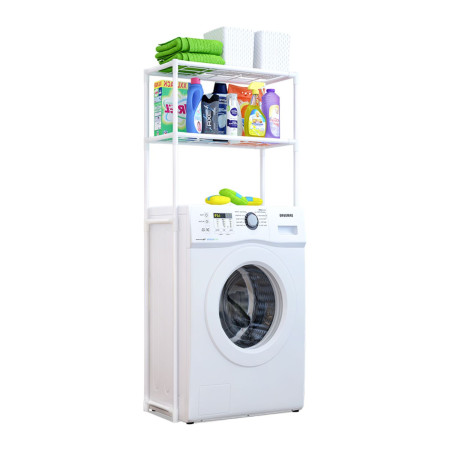 Estantería Metálica Blanca para Baño con 2 Baldas Salva Obstáculos 68x28x169cm 20Kg 7house Estanterías 1