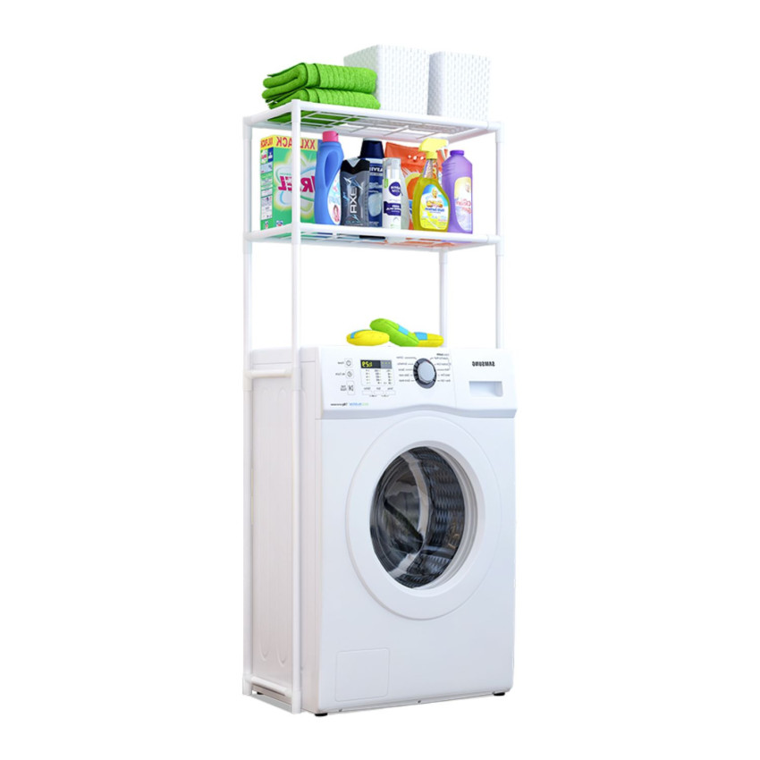 Estantería Metálica Blanca para Baño con 2 Baldas Salva Obstáculos 68x28x169cm 20Kg 7house Estanterías 1