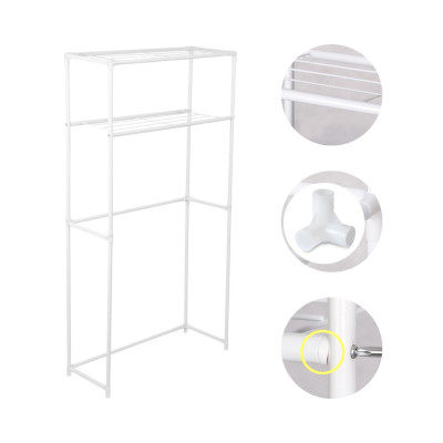 Estantería Metálica Blanca para Baño con 2 Baldas Salva Obstáculos 68x28x169cm 20Kg 7house Estanterías 2