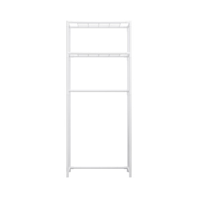Estante metálica branca para casa de banho com 2 prateleiras que contornam obstáculos, 68 x 28 x 169 cm, 20 kg 7house