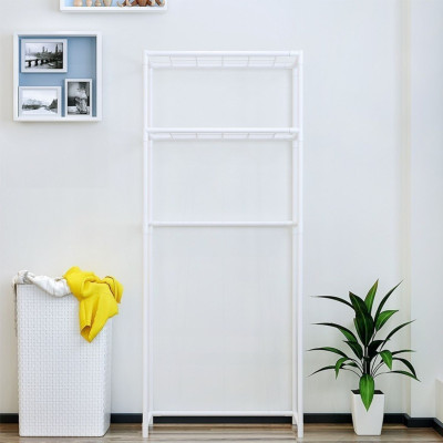 Étagère métallique blanche pour salle de bains avec 2 tablettes adaptées aux obstacles, 68 x 28 x 169 cm, 20 kg 7house
