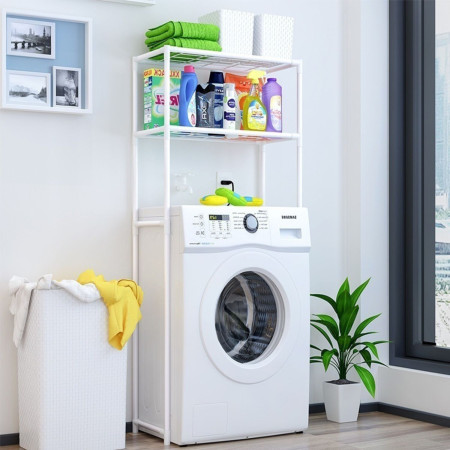 Estantería Metálica Blanca para Baño con 2 Baldas Salva Obstáculos 68x28x169cm 20Kg 7house Estanterías 5