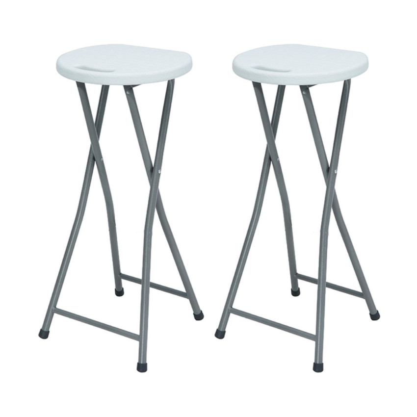 Pack 2 Taburetes Plegables Alto Blanco 30x76cm 7house Taburetes 1